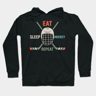 Eat Sleep Hockey Repeat Kids Adult Ice Hockey Gift For Men Women Hoodie
